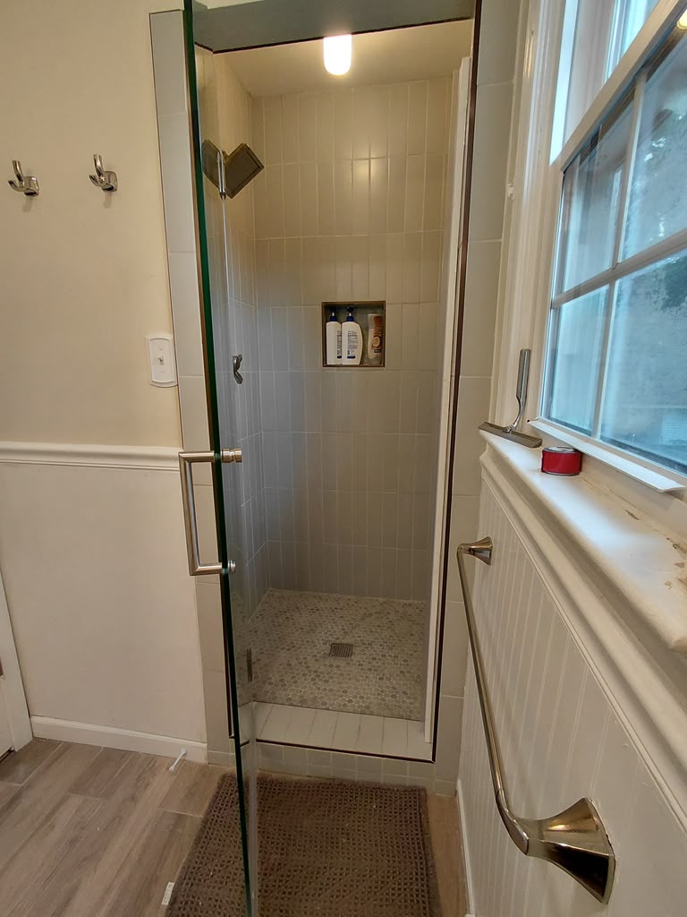 Walk-in shower with glass door Richmond VA